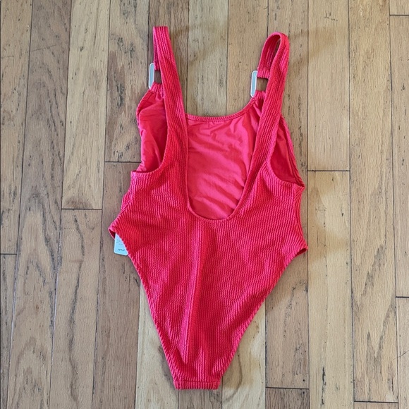 Aerie | Ruby Red Grapefruit | ribbed one piece swim suit | NWT | size L - Picture 2 of 6